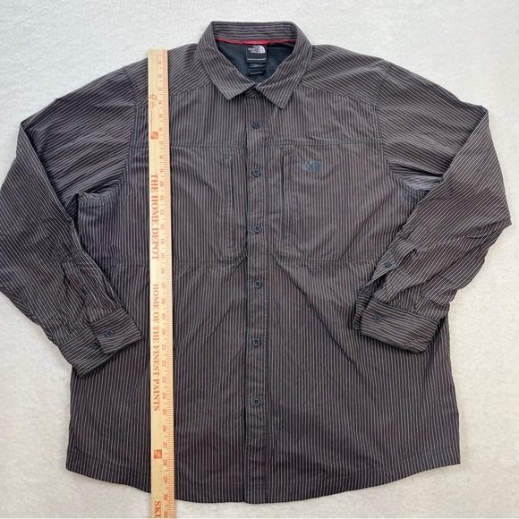 The North Face Men’s Dark Brown Striped Vented Button Up Long Sleeve Shirt Sz XL - Picture 6 of 8